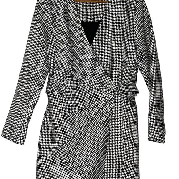 NWT Jason Wu Black And White Houndstooth Blazer Wrap Mini Dress Women’s Size L - Picture 10 of 12